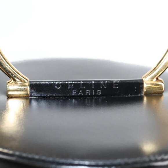 CELINE Vanity Cosmetic Pouch Leather Black Gold Auth 125415V - Picture 11 of 16